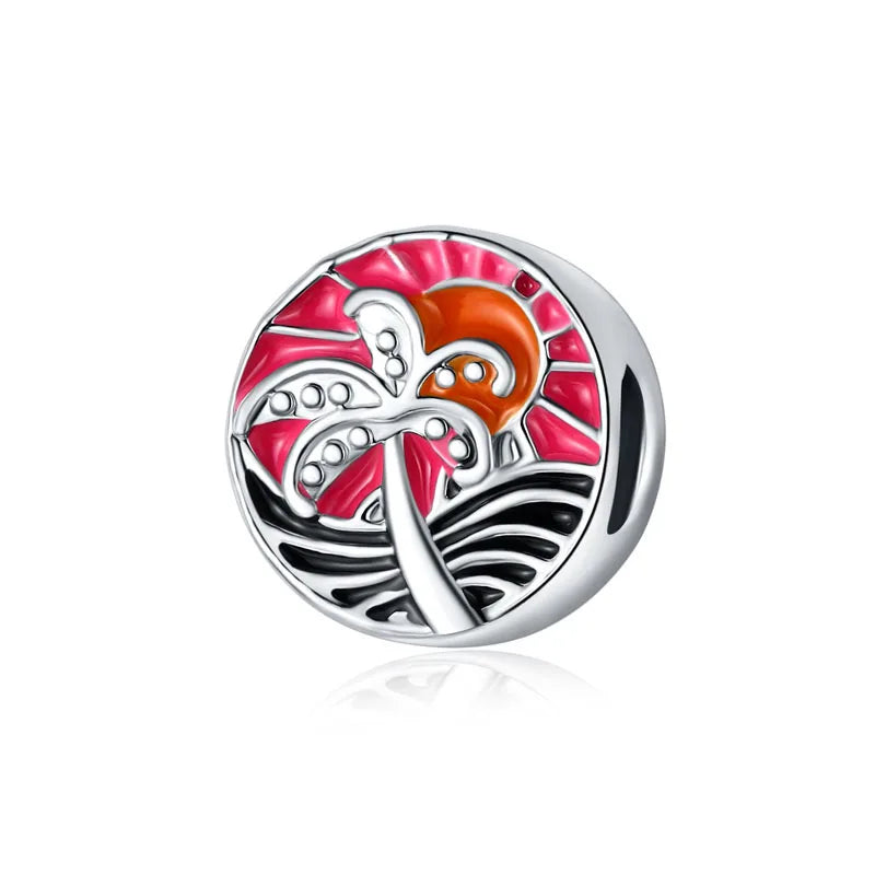 Yinyang Flower Clover Pendant 925 Silver Amulet for Bracelets DIY Jewelry Gift B805