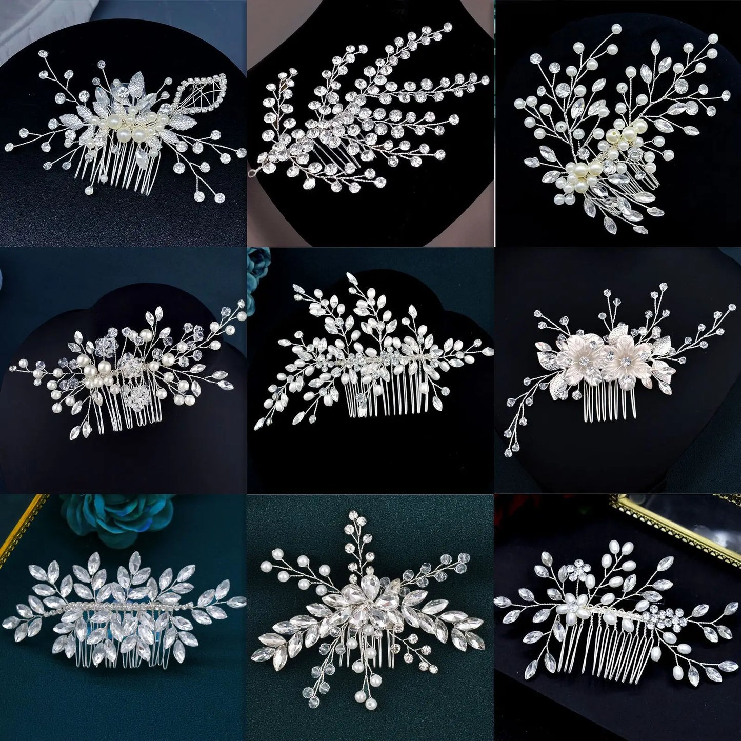 Elegant Crystal Bridal Hair Comb Silver Gold Wedding Headpiece for Women