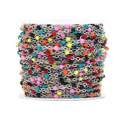 Colorful Enamel Stainless Steel Flat Cross Cable Chains for DIY Jewelry and Fancy Bracelets