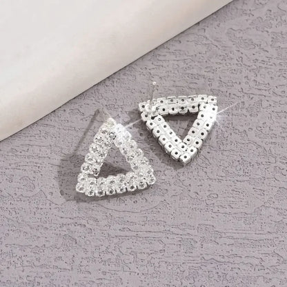 Bling Sweet Heart Geometric Glass Stud Earrings for Trendy Elegant Women