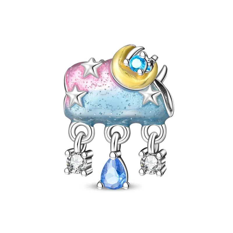 925 Sterling Silver Colorful Flower Charms with Zircon Roses Tulips and Daisies for DIY Necklace and Bracelet Jewelry Gifts