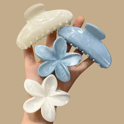 Korean Hawaiian Floral Hair Claw Clips for Women - Trendy Beach Hair Accessories
