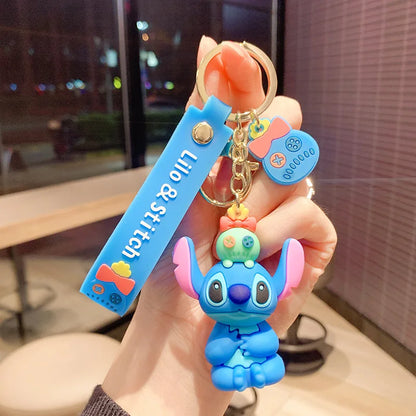 Kawaii Anime Disney Keychain Set Featuring Mickey Mouse, Minnie, Lilo & Stitch