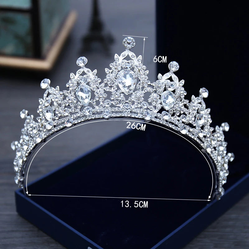 Elegant Crystal Bridal Tiara Crown for Weddings Silver Diadem Veil Headpiece Jewelry