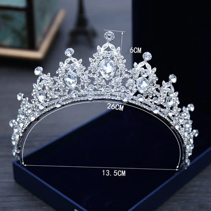 Elegant Crystal Bridal Tiara Crown for Weddings Silver Diadem Veil Headpiece Jewelry