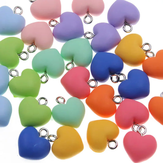 Sweet Bell 9 Color Resin Heart Charms Set for DIY Jewelry and Accessories