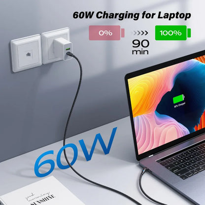 AUFU 100W USB C Fast Charging Cable 3M 5A PD Power Cord with 180 Degree Rotate for MacBook iPad Samsung Xiaomi