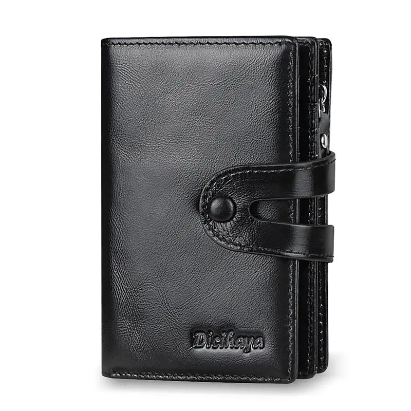 Vintage Real Leather Men Wallet Zipper Coin Card Holder