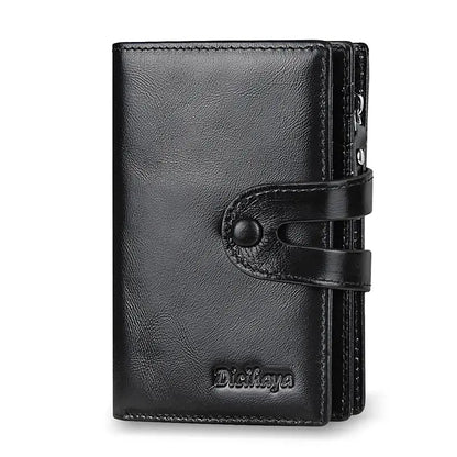 Vintage Real Leather Men Wallet Zipper Coin Card Holder