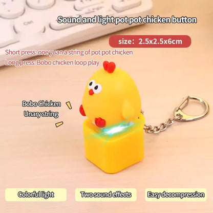 Wooden Fish Keychain Stress Relief Toy with Light and Sound Effect Perfect Gift for Girls and Children
