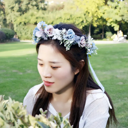 Romantic Rhinestone Floral Wreath Crown for Bridesmaids