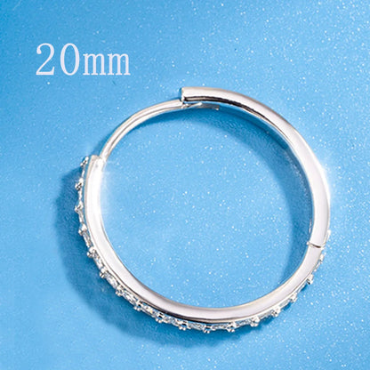 925 Sterling Silver Zircon Hoop Earrings For Women Wedding Engagement Luxury Jewelry Sizes 8 12 16 20mm