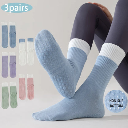 3 Pairs Hot Yoga Ankle Socks Organic Cotton Cushioned