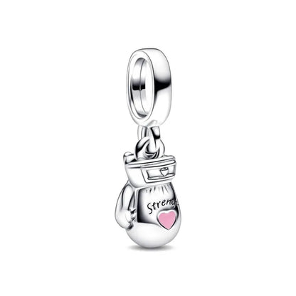Hot Selling 925 Silver Heart Shaped Flag Pendant for European Bracelets Exquisite DIY Jewelry with Zircon