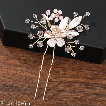 Elegant Pearl Rhinestone Flower Hair Pins for Women Wedding Accessories