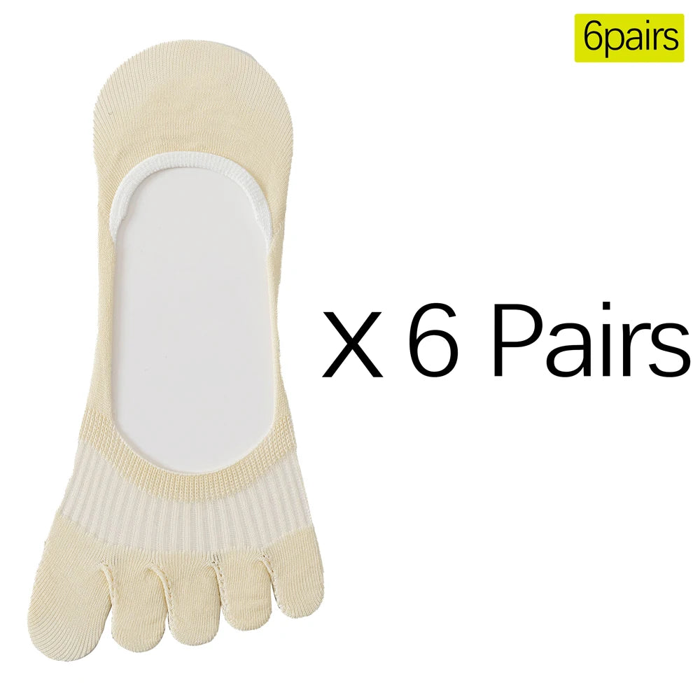 6 Pairs Cooling Mint Toe Socks For Women Non Slip Ankle