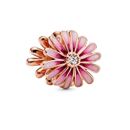 Sparkling Rose Gold Family Tree & Flower Charm Bead for European Silver Bracelet YY0152