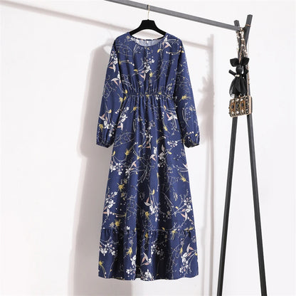 Spring Summer Women Maxi Dresses Casual Full Sleeve Floral 6