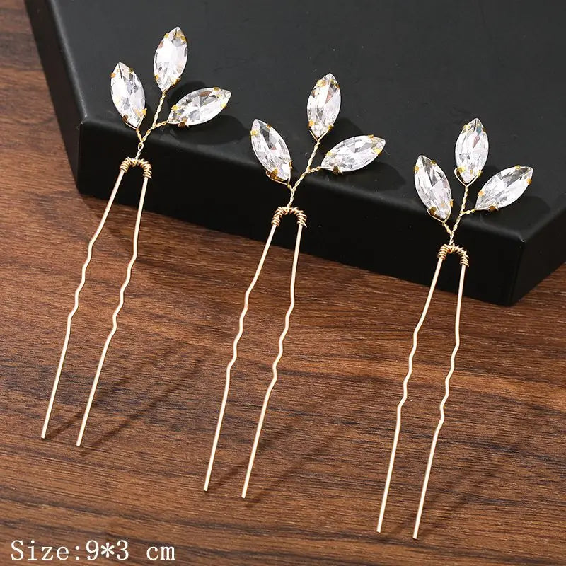 Elegant Pearl Rhinestone Flower Hair Pins for Women Wedding Accessories