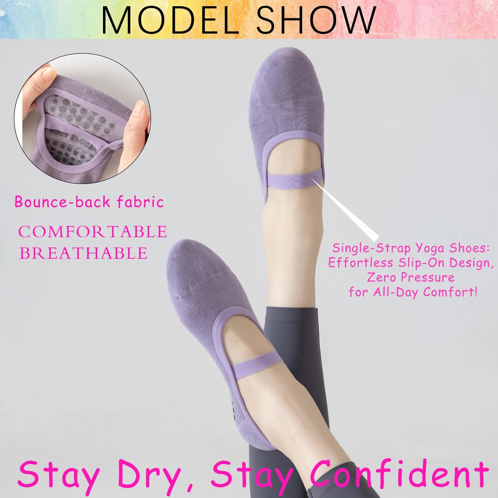 3 Pairs Womens No Show One Band Anti Slip Yoga Socks