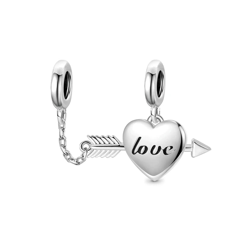 925 Sterling Silver Love Arrow Double Ring Charm for Wedding Anniversary Jewelry A1682diao