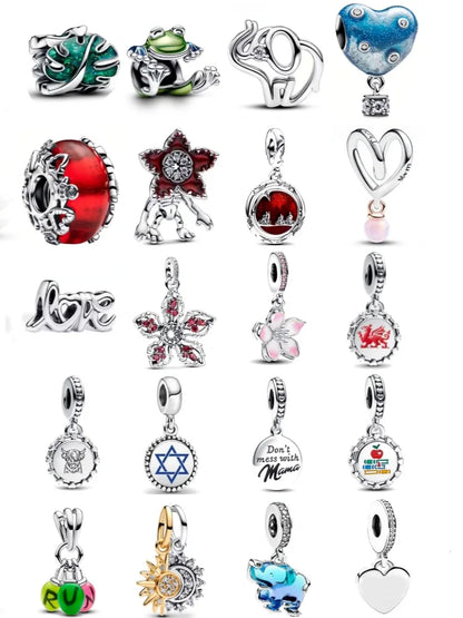 925 Silver Monkey Elephant Sun Moon Bead Pendant Charm