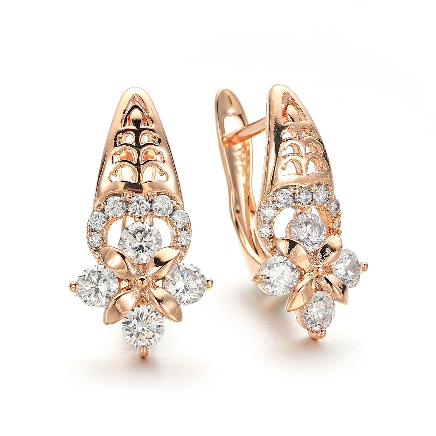 Dckazz Rose Gold Crystal Pendant Intertwined Drop Earrings for Women Christmas Gift