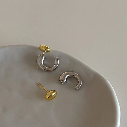 Trendy Two-Tone Irregular Stud Earrings for Women Fashion Designer Jewelry