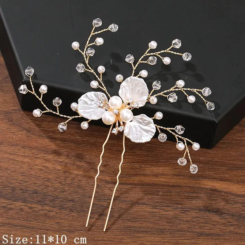 Elegant Pearl Rhinestone Flower Hair Pins for Women Wedding Accessories