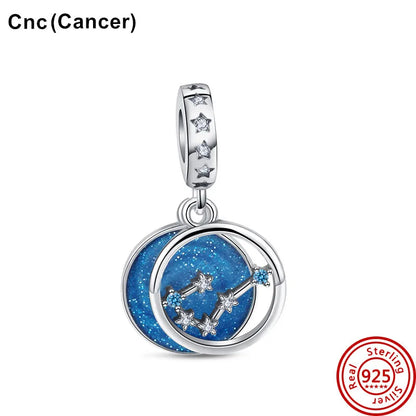 Fit Original Pantaro 925 Silver Zodiac Charm Bracelet with Colorful Zircon Beads N453