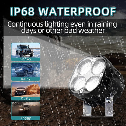 Square LED Work Light Bar 40W Super Bright 12V Flood Beam Motorcycle Driving Fog Lamp