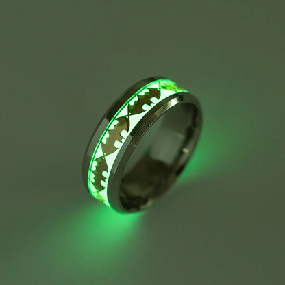 Luminous Dragon Stainless Steel Ring for Men - Glowing Green Animal Jewelry Gift
