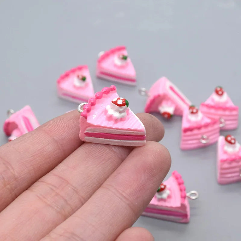 3D Mini Strawberry Cake Resin Charms for DIY Jewelry and Crafts