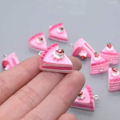 3D Mini Strawberry Cake Resin Charms for DIY Jewelry and Crafts
