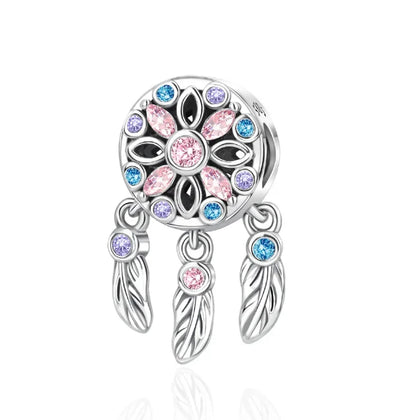 925 Sterling Silver Colorful Dreamcatcher and Hot Air Balloon Charms for DIY Necklace and Bracelet Jewelry