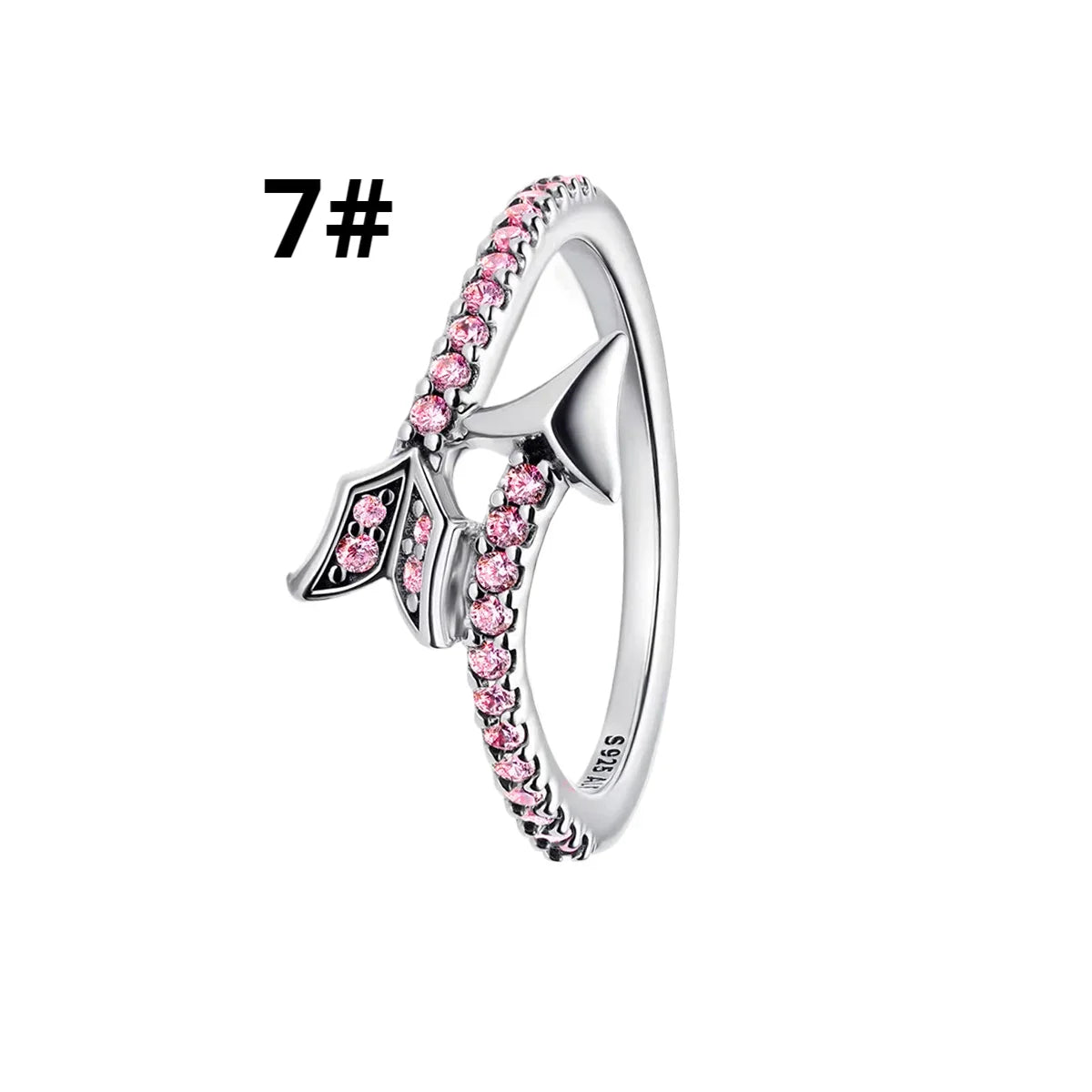 925 Silver Heart Arrow Jewelry Set with Colorful Zircon Sparkling Ring Earrings and Necklace Valentines Day Gift for Women