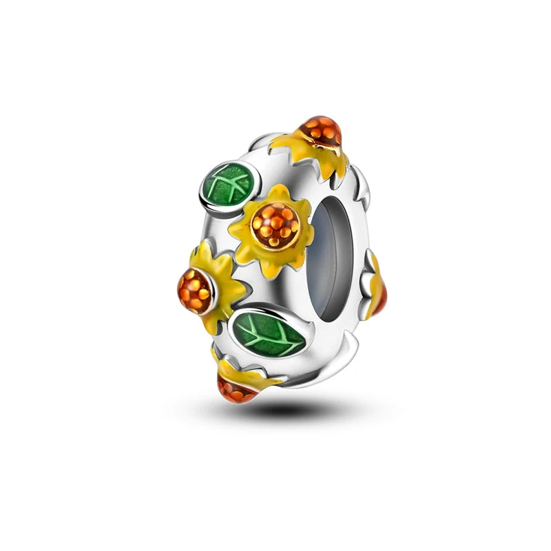 925 Silver Flower Charms Sunflower Tulip Pendants for Bracelet Jewelry Making KTC789