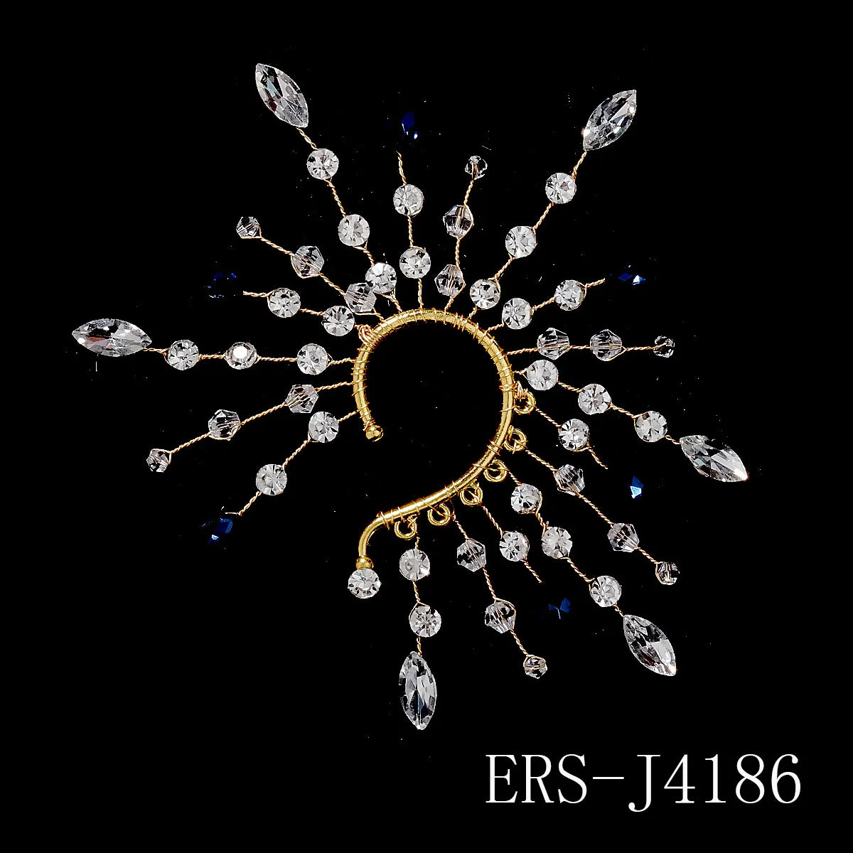 Elegant Pearl Rhinestone Bridal Ear Clips - Handmade Metal Barrettes for Women