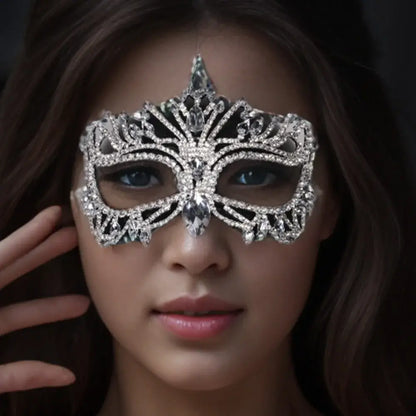 Stonefans Eye Hollow Rhinestone Mask Veil for Cosplay and Dance