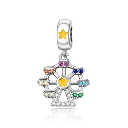 925 Sterling Silver Colorful Infinite Heart Flower Charms with Zircon for Pendant Bracelet Necklace DIY Fine Jewelry