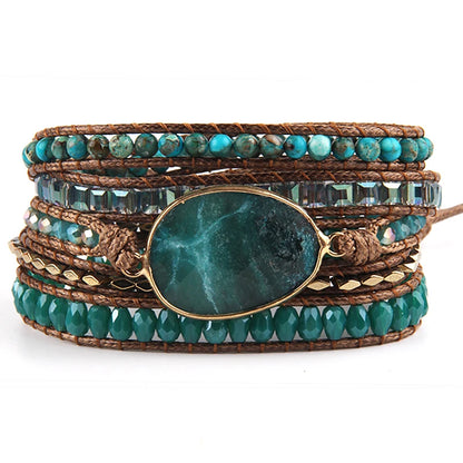 Mixed Natural Stones Bohemian Wrap Bracelets Set for Women