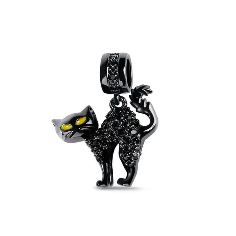 Sterling Silver Paw Print and Bone Charm Bead for Pet Bracelet Jewelry B2607