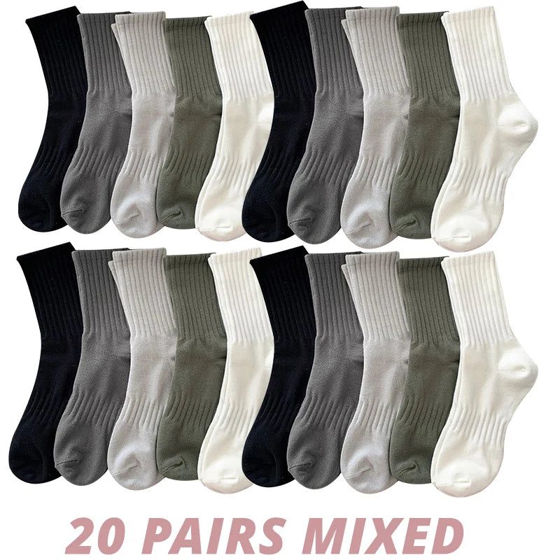 5/10/20 Pairs Men's Medium Length Socks With Letter Pattern Single code 20 Pairs CHUNSE