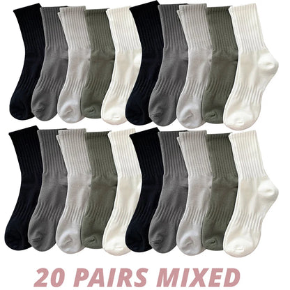 5/10/20 Pairs Men's Medium Length Socks With Letter Pattern Single code 20 Pairs CHUNSE