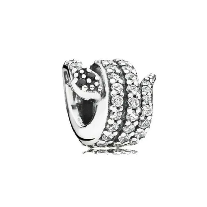 Exquisite 925 Silver Heart-Shaped Beads with Crystal Ball Pendant for DIY European Bracelets