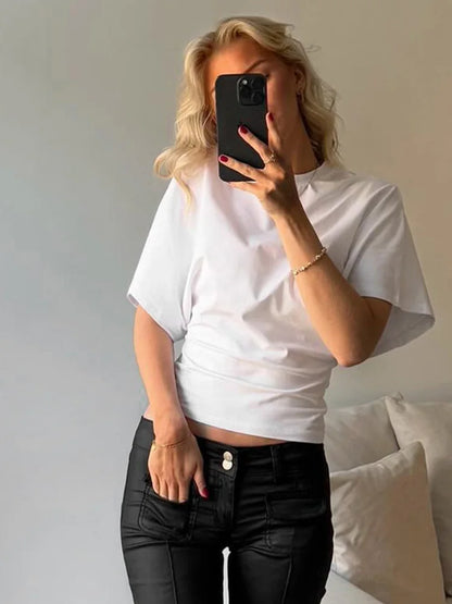 Gray Cropped O Neck Corset Top Women Streetwear Tee 2025
