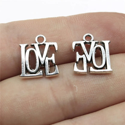 40pcs Antique Silver Love Heart Charms DIY Jewelry Set