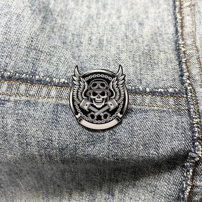 Gothic Skull Helmet Motorcycle Brooch Pin - Unique Unisex Metal Jewelry Gift