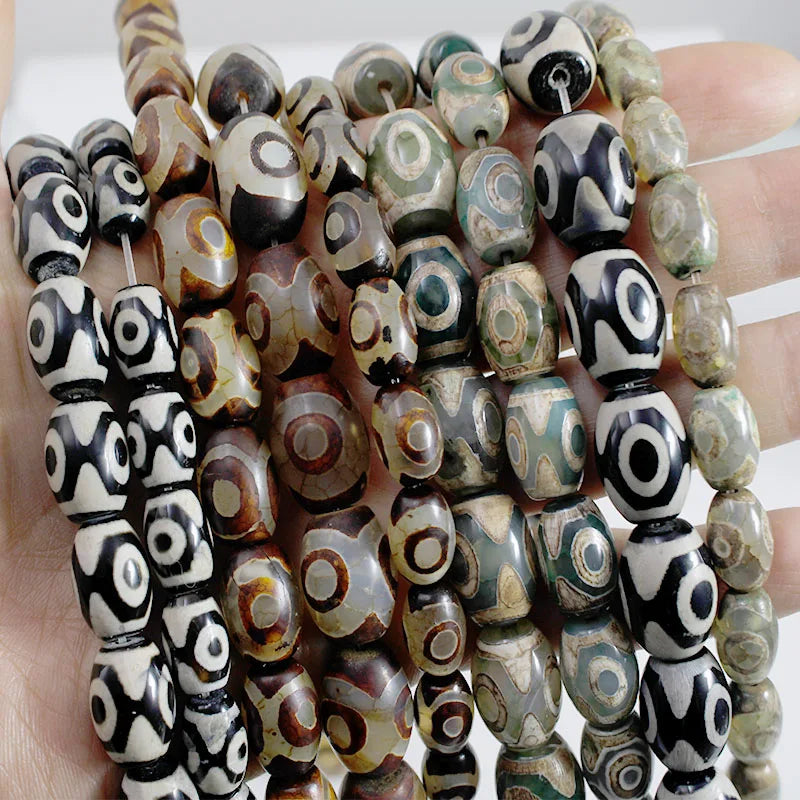 Vintage Tibetan Dzi Agate Beads Set for DIY Jewelry Making