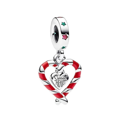 925 Sterling Silver Santa Elk Moon Star Bead Charm Cute